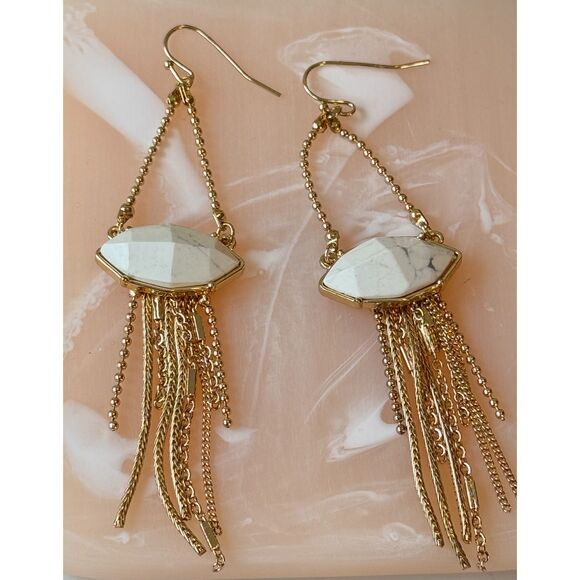 Vince Camuto Howlite & Gold Drop Earrings - Picture 3 of 5